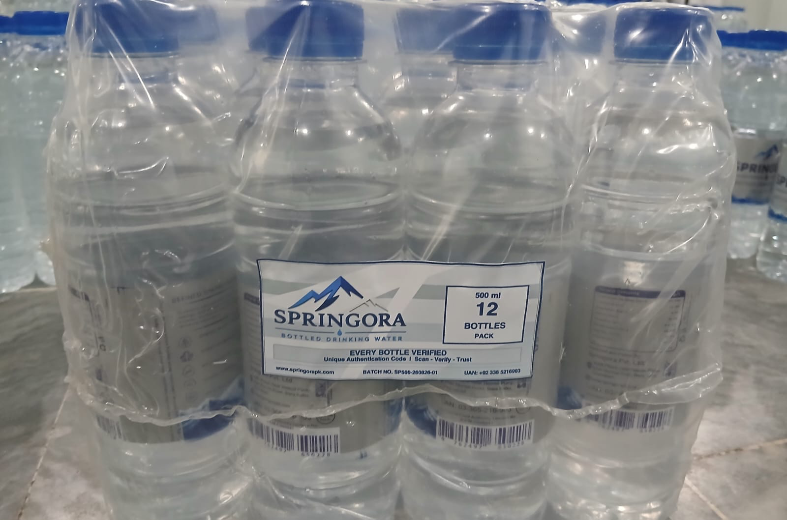 Springora 500 ml twelve-bottle production pack