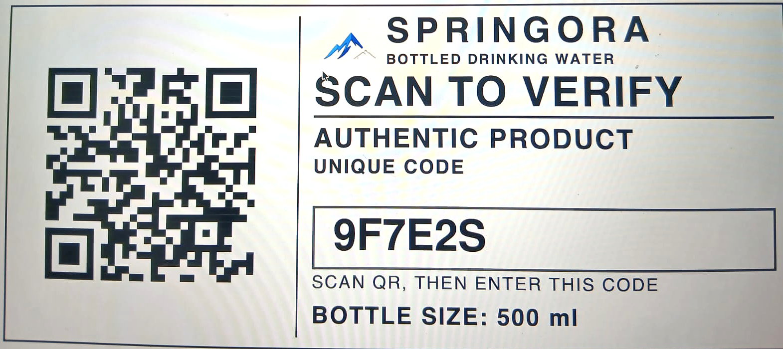 Example Springora Scan to Verify authenticity label